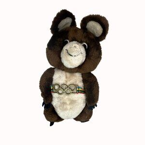 Vintage 1980 Moscow Olympic Misha Brown Bear Plush Toy 13-Inches